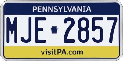 PA license plate MJE2857