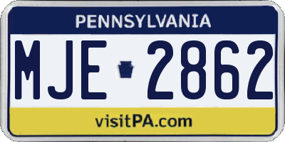 PA license plate MJE2862
