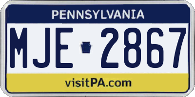 PA license plate MJE2867