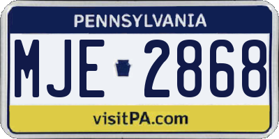 PA license plate MJE2868