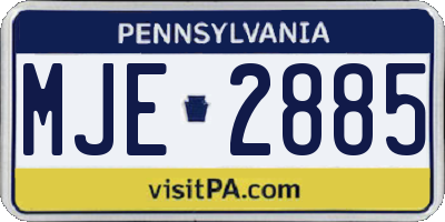 PA license plate MJE2885