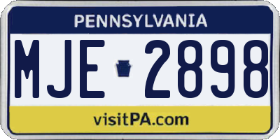 PA license plate MJE2898