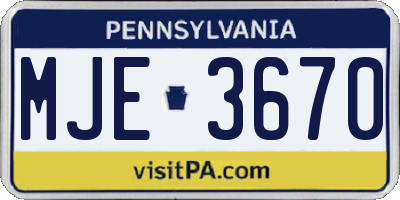 PA license plate MJE3670