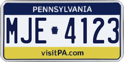 PA license plate MJE4123