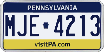 PA license plate MJE4213