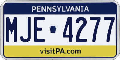 PA license plate MJE4277