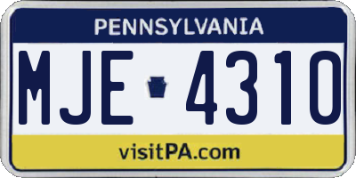 PA license plate MJE4310
