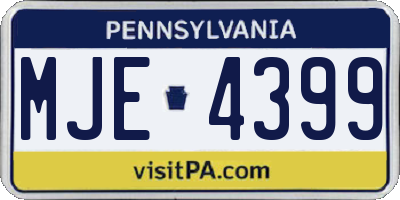 PA license plate MJE4399