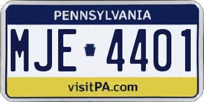 PA license plate MJE4401