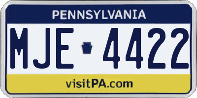 PA license plate MJE4422