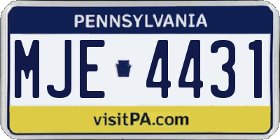 PA license plate MJE4431