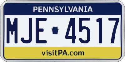 PA license plate MJE4517