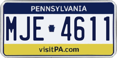 PA license plate MJE4611
