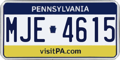 PA license plate MJE4615