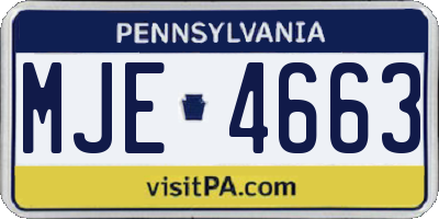 PA license plate MJE4663