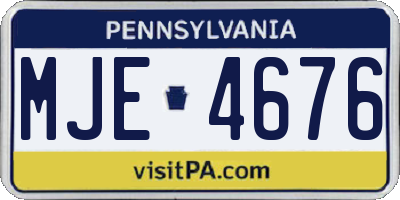 PA license plate MJE4676