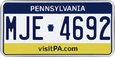 PA license plate MJE4692