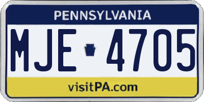 PA license plate MJE4705