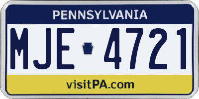 PA license plate MJE4721