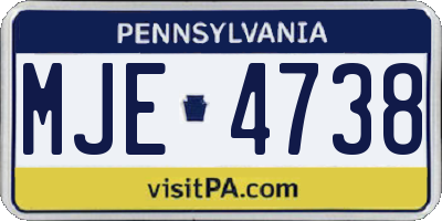 PA license plate MJE4738