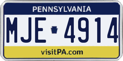 PA license plate MJE4914