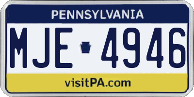 PA license plate MJE4946
