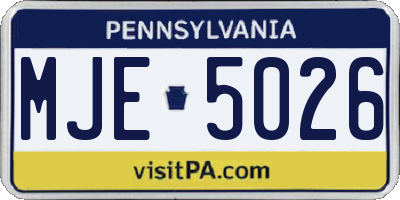 PA license plate MJE5026