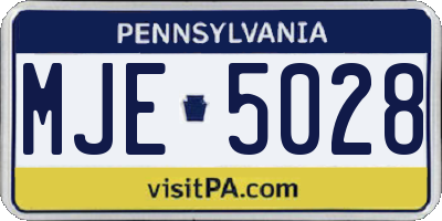 PA license plate MJE5028