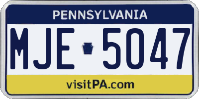 PA license plate MJE5047
