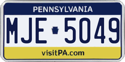 PA license plate MJE5049