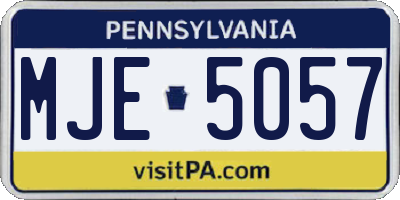 PA license plate MJE5057
