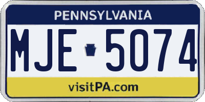 PA license plate MJE5074