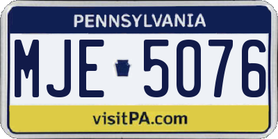PA license plate MJE5076