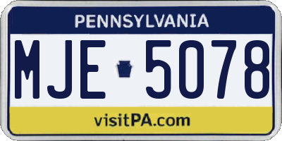 PA license plate MJE5078