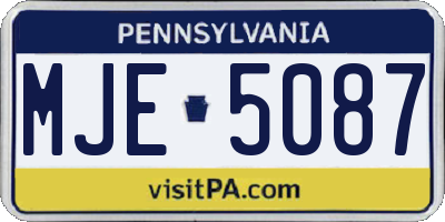 PA license plate MJE5087