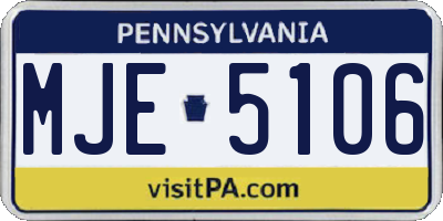 PA license plate MJE5106