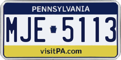 PA license plate MJE5113