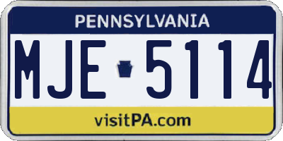 PA license plate MJE5114