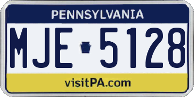 PA license plate MJE5128