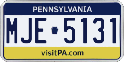 PA license plate MJE5131