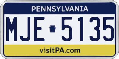 PA license plate MJE5135
