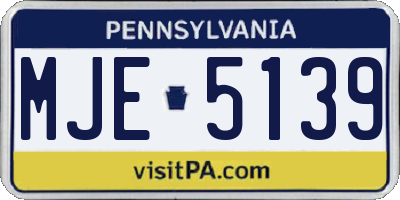 PA license plate MJE5139