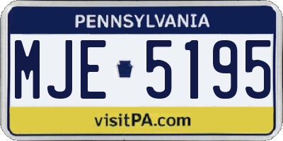 PA license plate MJE5195