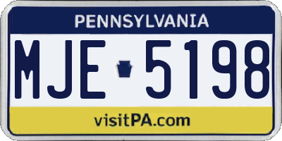 PA license plate MJE5198