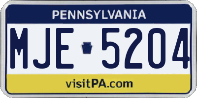 PA license plate MJE5204
