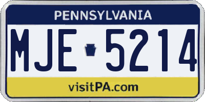 PA license plate MJE5214