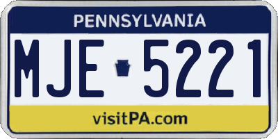 PA license plate MJE5221