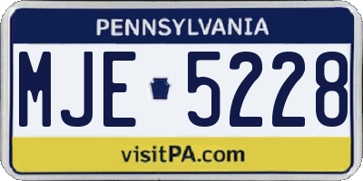 PA license plate MJE5228