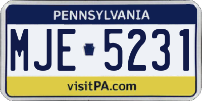 PA license plate MJE5231