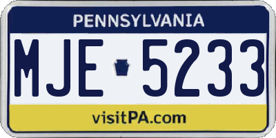 PA license plate MJE5233